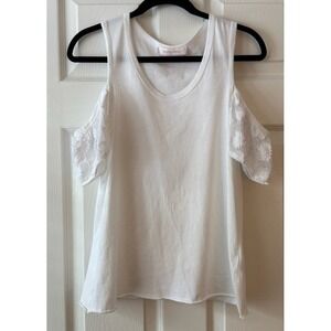 See by‎ Chloe White Cold Shoulder Lace Crochet Sleeve Tank Top Womens 40